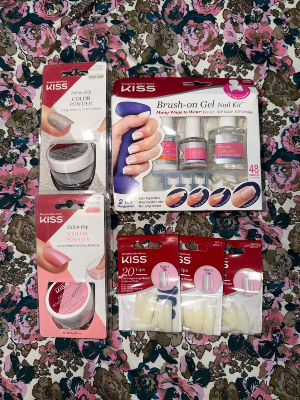 KISS Brush-On Gel Nail Kit with Pink & White Accents